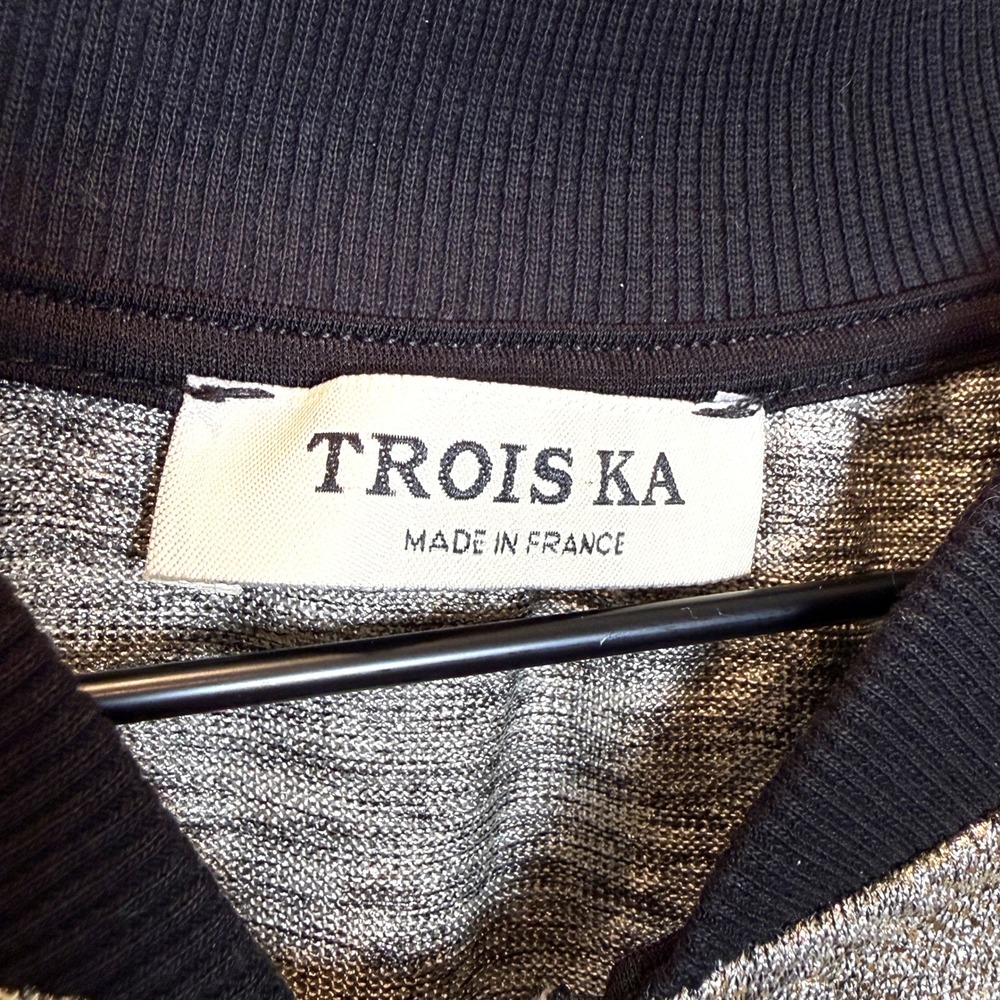 Trois Ka Womens M / L Metallic Bomber Jacket Gold Full Zip Made in France Light - Picture 3 of 10